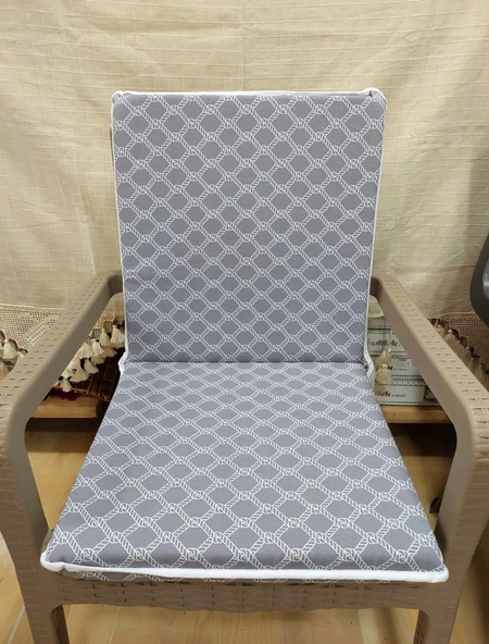 4 Adet Komutan Arkalıklı Sandalye Minderi, Extra Kalın (Kalınlık 5cm)-Denizci Gri