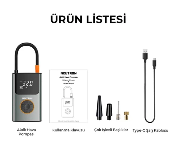 Neutron Taşınabilir Şarjlı Kompresör Lastik Hava Pompası - 3