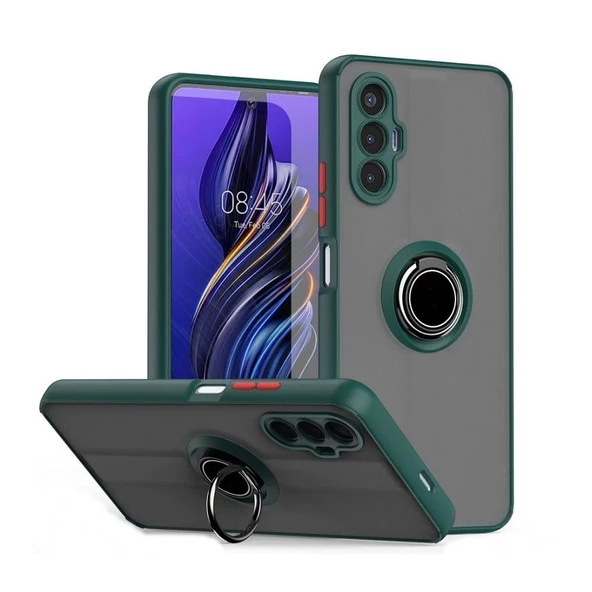Gpack Tecno Pova 3 Kılıf Montreal Yüzüklü Mıknatıslı Kamera Korumalı Silikon - Resim 4