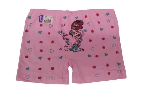 12 li Paket Sedef Yıldız Kız Çocuk Desenli Şort Boxer 1045 - 2