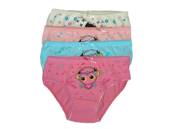 12 Adet Sedef Yıldız Kız Çocuk İnce Lastik Likralı Bikini Külot 1083 - 3