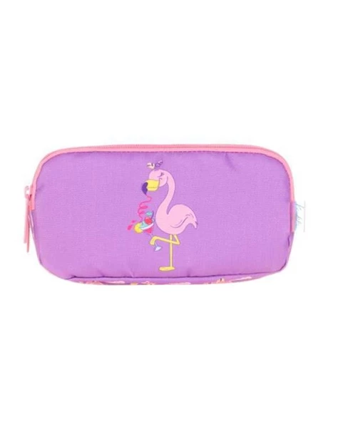 Kaukko Kids 3 Bölmeli Kalem Çantası Aynalı Taşlı Flamingo L8137