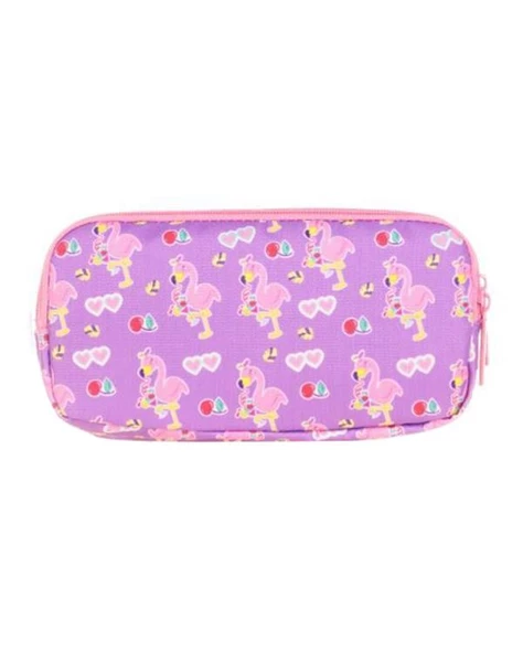 Kaukko Kids 3 Bölmeli Kalem Çantası Aynalı Taşlı Flamingo L8137 - 3