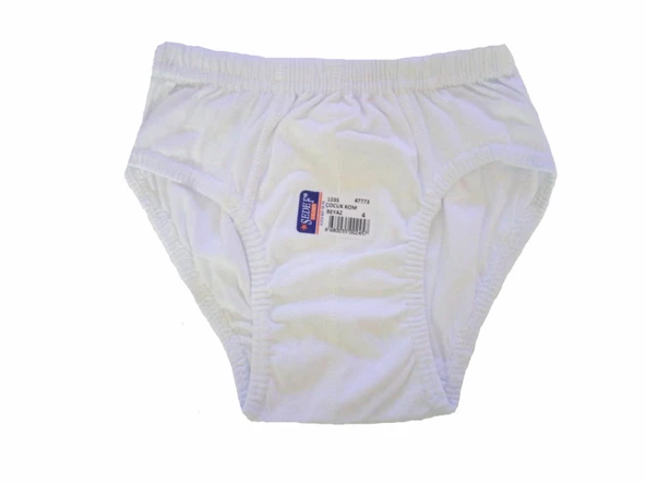 12 li Paket Sedef Yıldız Erkek Çocuk Külot Slip Pamuklu Beyaz 1035