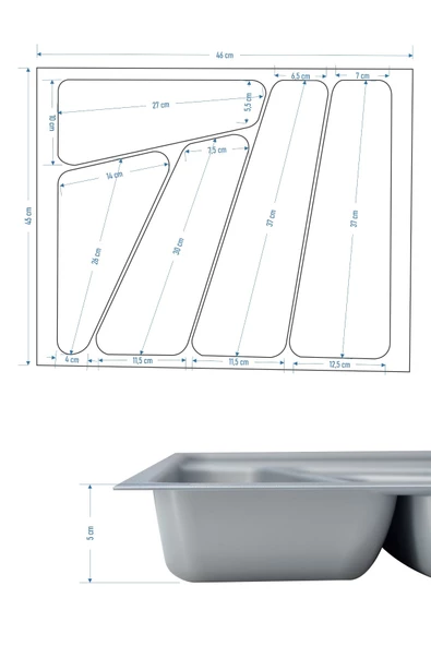 Vilinze Çekmece Içi Kepçelik Gri - 46X45 Cm - 5