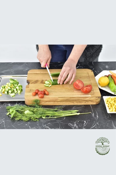 Vilinze Meşe Tepsili Kesme Tahtası - Xl - 3