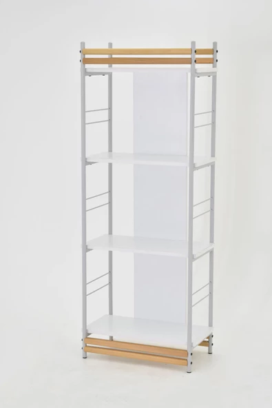 Vilinze Rafito Metal & Ahşap Bohem 4 Raflı Mdf Çok Amaçlı Kitaplık - 30*160 Cm - 3