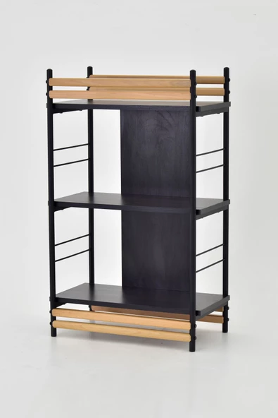 Vilinze Rafito Metal & Ahşap Bohem 3 Raflı Mdf Çok Amaçlı Kitaplık - 30*100 Cm - 3