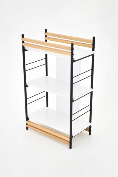 Vilinze Rafito Metal & Ahşap Bohem 3 Raflı Mdf Çok Amaçlı Kitaplık - 30*100 Cm - 5