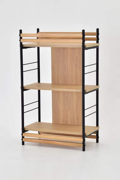 Vilinze Rafito Metal & Ahşap Bohem 3 Raflı Mdf Çok Amaçlı Kitaplık - 30*100 Cm - 3