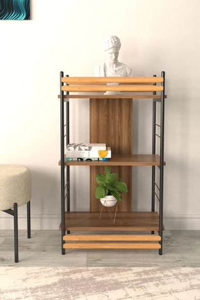 Vilinze Rafito Metal & Ahşap Bohem 3 Raflı Mdf Çok Amaçlı Kitaplık - 30*100 Cm - 2