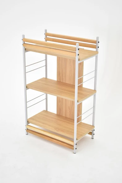 Vilinze Rafito Metal & Ahşap Bohem 3 Raflı Mdf Çok Amaçlı Kitaplık - 30*100 Cm - 5