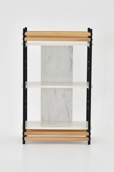 Vilinze Rafito Metal & Ahşap Bohem 3 Raflı Mdf Çok Amaçlı Kitaplık - 30*100 Cm - 4