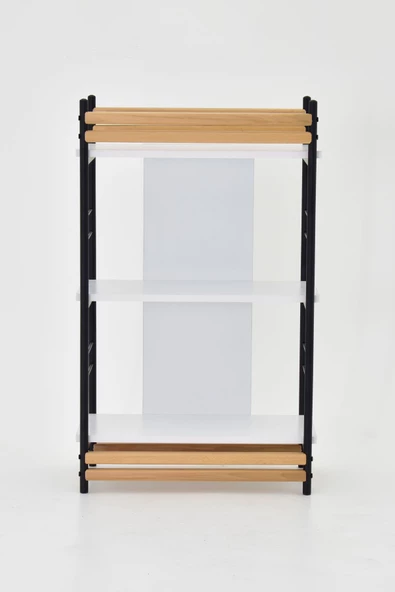 Vilinze Rafito Metal & Ahşap Bohem 3 Raflı Mdf Çok Amaçlı Kitaplık - 30*100 Cm - 4