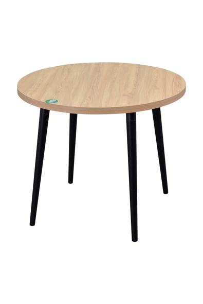 Vilinze Argos Yuvarlak Mdf Naturel Sabit Mutfak Masası - Q90 Cm - 2