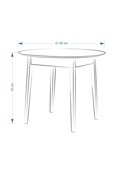 Vilinze Avanos Yuvarlak Sabit Mdf Mutfak Masası - Q90 Cm - Resim 5