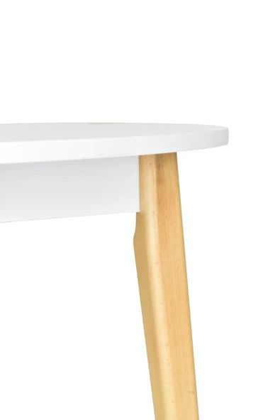 Vilinze Avanos Yuvarlak Beyaz Naturel Sabit Mutfak Masası - Q90 Cm - Resim 3