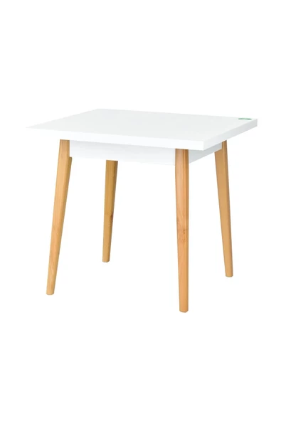 Vilinze Avanos Beyaz Naturel Sabit Mdf Kare Ahşap Mutfak Masası - 80X80 Cm - 3