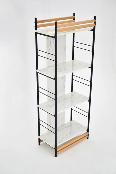 Vilinze Rafito Metal & Ahşap Bohem 4 Raflı Mdf Çok Amaçlı Kitaplık - 30*160 Cm - 5