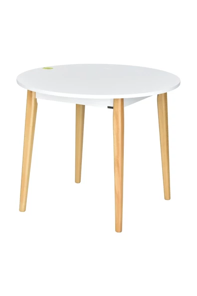 Vilinze Avanos Yuvarlak Beyaz Naturel Sabit Mutfak Masası - Q90 Cm - Resim 2