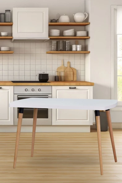 Vilinze Argos Sabit Mdf Beyaz Mutfak Masası - 70X120 Cm