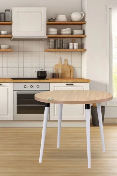 Vilinze Argos Yuvarlak Mdf Naturel Sabit Mutfak Masası - Q90 Cm ürün görseli 1