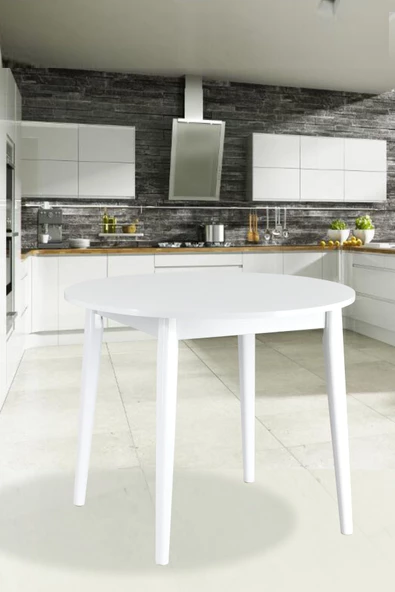 Vilinze Avanos Yuvarlak Beyaz Sabit Mutfak Masası - Q90 Cm ürün görseli 1