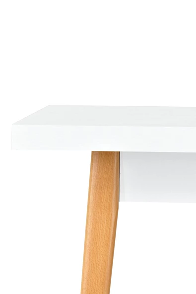 Vilinze Avanos Beyaz Naturel Sabit Mdf Kare Ahşap Mutfak Masası - 80X80 Cm - 4