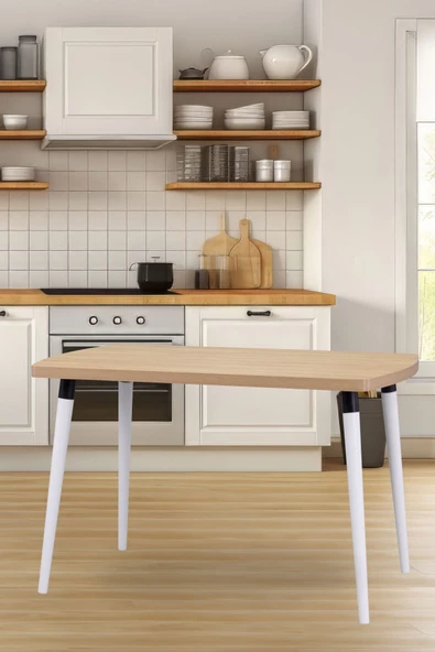 Vilinze Argos Sabit Mdf Naturel Mutfak Masası - 70X120 Cm
