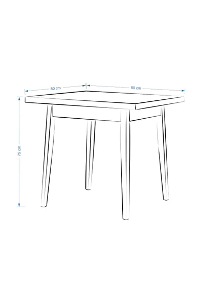 Vilinze Avanos Beyaz Naturel Sabit Mdf Kare Ahşap Mutfak Masası - 80X80 Cm - 5