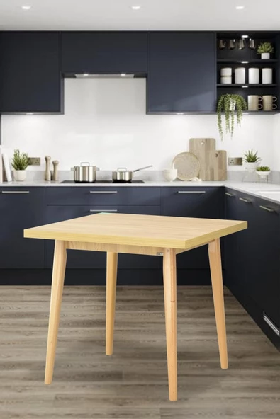 Vilinze Avanos Naturel Sabit Kare Ahşap Mutfak Masası - 80X80 Cm ürün görseli 1