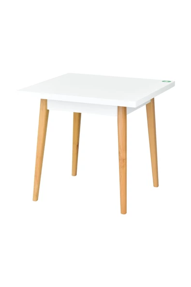 Vilinze Avanos Beyaz Naturel Sabit Mdf Kare Ahşap Mutfak Masası - 80X80 Cm - 2