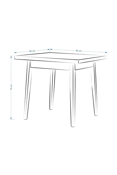 Vilinze Avanos Naturel Sabit Kare Ahşap Mutfak Masası - 80X80 Cm - Resim 5