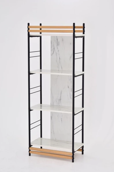 Vilinze Rafito Metal & Ahşap Bohem 4 Raflı Mdf Çok Amaçlı Kitaplık - 30*160 Cm - 3
