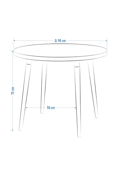 Vilinze Argos Yuvarlak Mdf Naturel Sabit Mutfak Masası - Q90 Cm - Resim 3