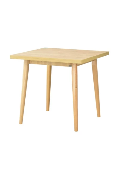 Vilinze Avanos Naturel Sabit Kare Ahşap Mutfak Masası - 80X80 Cm - Resim 3