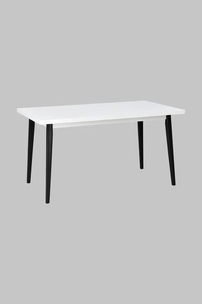 Vilinze Avanos Ahşap Sabit Mdf Beyaz Siyah Mutfak Masası - 80X140 Cm - 2