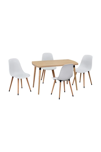 Vilinze Eames Sandalye Argos Ahşap Mdf Sabit Mutfak Masası Takımı - 70X120 Cm