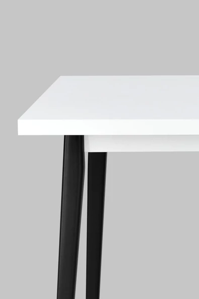 Vilinze Avanos Ahşap Sabit Mdf Beyaz Siyah Mutfak Masası - 80X140 Cm - 4