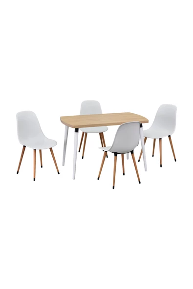 Vilinze Eames Sandalye Argos Ahşap Mdf Sabit Mutfak Masası Takımı - 70X120 Cm