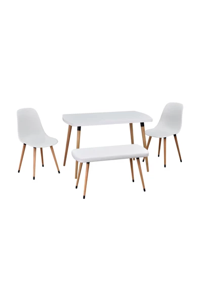 Vilinze Eames Sandalye-Bank Argos Ahşap Mdf Sabit Mutfak Masası Takımı - 70X120 Cm