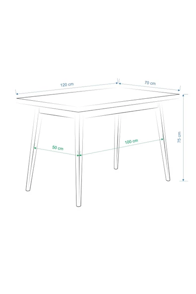 Vilinze Avanos Sabit Beyaz Siyah Mdf Mutfak Masası - 70X120 Cm - 4