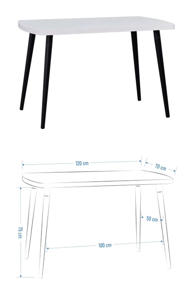Vilinze Eames Sandalye-Bank Argos Ahşap Mdf Sabit Mutfak Masası Takımı - 70X120 Cm - 4