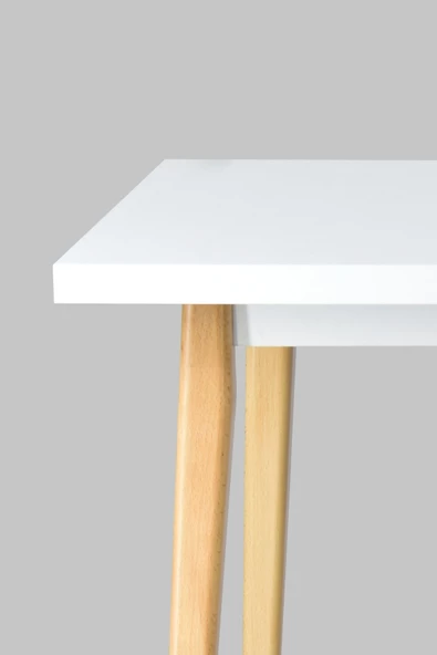 Vilinze Avanos Ahşap Sabit Mdf Beyaz Naturel Mutfak Masası - 80X140 Cm - 4