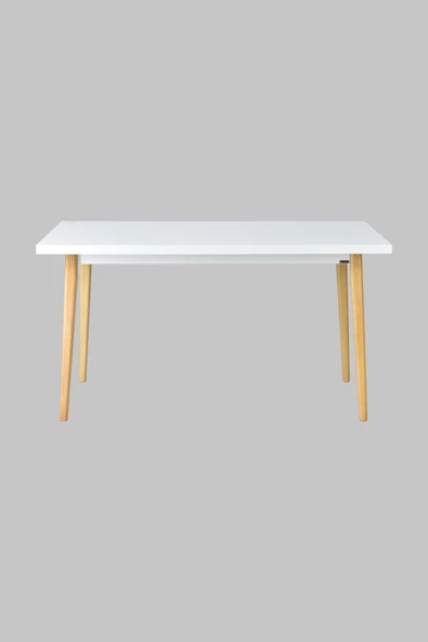 Vilinze Avanos Ahşap Sabit Mdf Beyaz Naturel Mutfak Masası - 80X140 Cm - 3