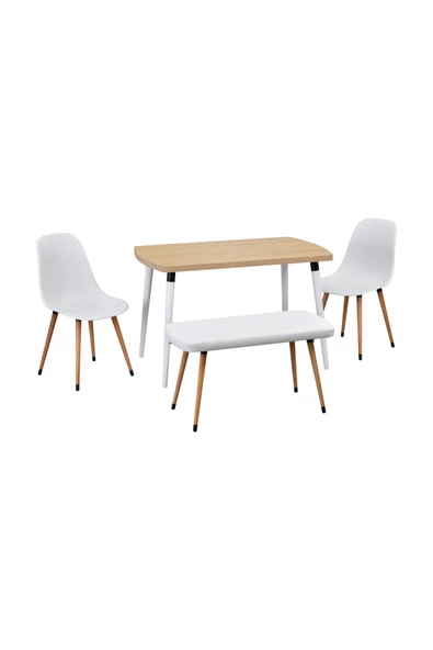 Vilinze Eames Sandalye-Bank Argos Ahşap Mdf Sabit Mutfak Masası Takımı - 70X120 Cm