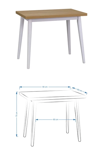 Vilinze Vilinze Ege Sandalye Avanos Ahşap Mdf Mutfak Masası Takımı - 60X90 Cm - 4