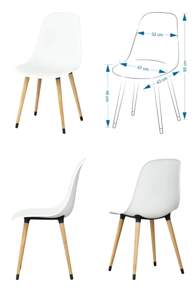 Vilinze Eames Sandalye Argos Ahşap Mdf Sabit Mutfak Masası Takımı - 70X120 Cm - 2