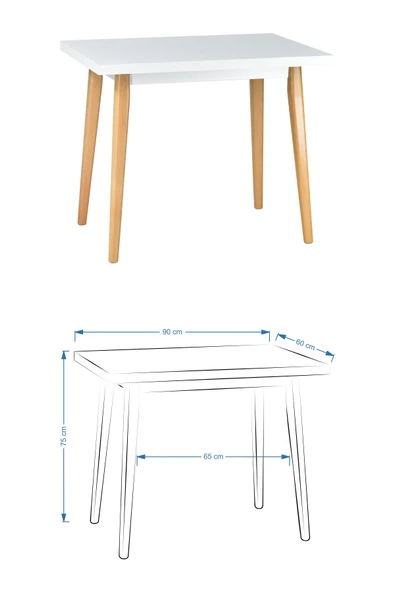 Vilinze Vilinze Ege Sandalye Avanos Ahşap Mdf Mutfak Masası Takımı - 60X90 Cm - 4