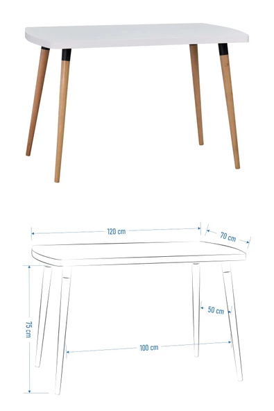 Vilinze Eames Sandalye Argos Ahşap Mdf Sabit Mutfak Masası Takımı - 70X120 Cm - Resim 3